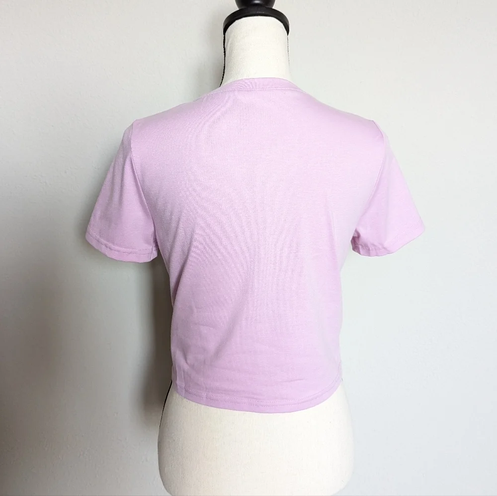 Venice Beach pastel purple pink yellow and blue graphic cropped tee size L - Picture 2 of 8